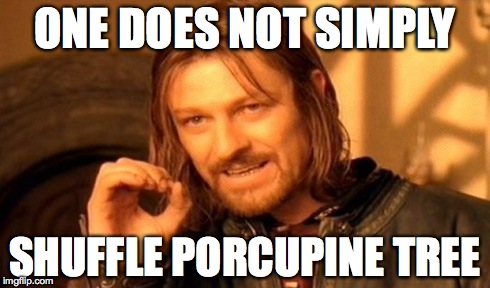 One Does Not Simply Meme | ONE DOES NOT SIMPLY SHUFFLE PORCUPINE TREE | image tagged in memes,one does not simply | made w/ Imgflip meme maker