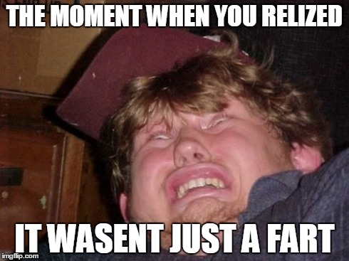 WTF Meme | THE MOMENT WHEN YOU RELIZED IT WASENT JUST A FART | image tagged in memes,wtf | made w/ Imgflip meme maker