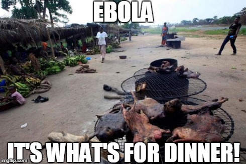 EBOLA IT'S WHAT'S FOR DINNER! | image tagged in ebola bat chitlins | made w/ Imgflip meme maker