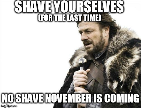 Brace Yourselves X is Coming | SHAVE YOURSELVES NO SHAVE NOVEMBER IS COMING (FOR THE LAST TIME) | image tagged in memes,brace yourselves x is coming | made w/ Imgflip meme maker