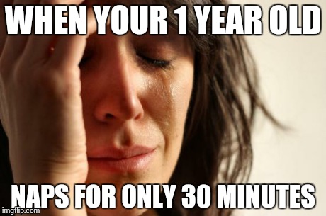 First World Problems Meme | WHEN YOUR 1 YEAR OLD NAPS FOR ONLY 30 MINUTES | image tagged in memes,first world problems | made w/ Imgflip meme maker