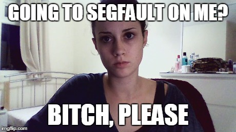 GOING TO SEGFAULT ON ME? B**CH, PLEASE | made w/ Imgflip meme maker