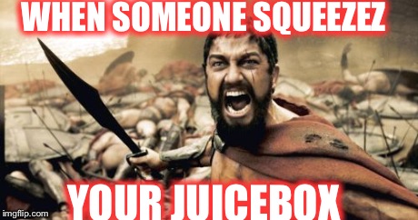 Sparta Leonidas Meme | WHEN SOMEONE SQUEEZEZ YOUR JUICEBOX | image tagged in memes,sparta leonidas | made w/ Imgflip meme maker