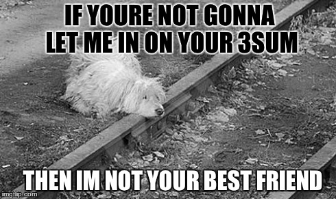 Sad Dog | IF YOURE NOT GONNA LET ME IN ON YOUR 3SUM THEN IM NOT YOUR BEST FRIEND | image tagged in meme,dog,sad dog | made w/ Imgflip meme maker