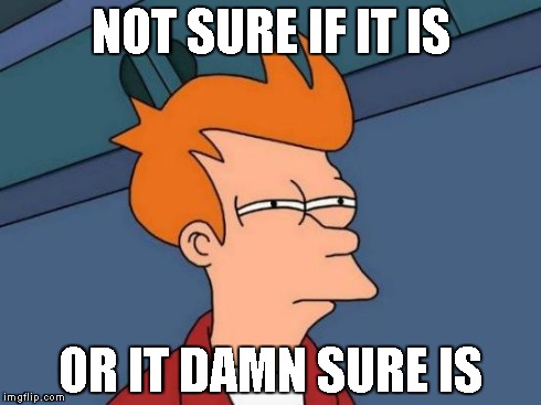 Futurama Fry Meme | NOT SURE IF IT IS OR IT DAMN SURE IS | image tagged in memes,futurama fry | made w/ Imgflip meme maker