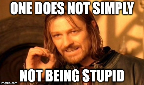 One Does Not Simply | ONE DOES NOT SIMPLY NOT BEING STUPID | image tagged in memes,one does not simply | made w/ Imgflip meme maker