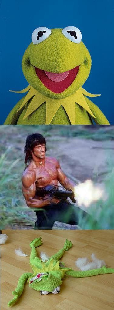 High Quality Kermit Rambo Blank Meme Template
