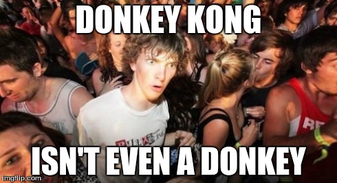 Sudden Clarity Clarence | DONKEY KONG ISN'T EVEN A DONKEY | image tagged in memes,sudden clarity clarence | made w/ Imgflip meme maker