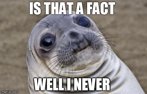 Awkward Moment Sealion Meme | IS THAT A FACT WELL I NEVER | image tagged in memes,awkward moment sealion | made w/ Imgflip meme maker