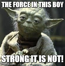 THE FORCE IN THIS BOY STRONG IT IS NOT! | image tagged in yoda | made w/ Imgflip meme maker