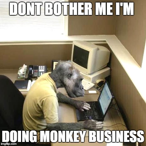 Monkey Business Meme | DONT BOTHER ME I'M DOING MONKEY BUSINESS | image tagged in memes,monkey business | made w/ Imgflip meme maker