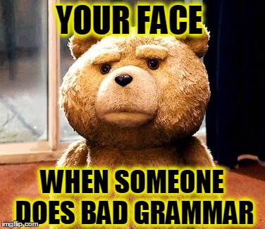 TED Meme | YOUR FACE WHEN SOMEONE DOES BAD GRAMMAR | image tagged in memes,ted | made w/ Imgflip meme maker