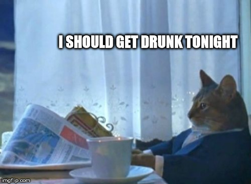 I took tomorrow off, so why not? | I SHOULD GET DRUNK TONIGHT | image tagged in memes,i should buy a boat cat | made w/ Imgflip meme maker