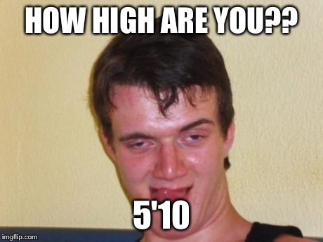 10 guy stoned | HOW HIGH ARE YOU?? 5'10 | image tagged in 10 guy stoned,memes | made w/ Imgflip meme maker
