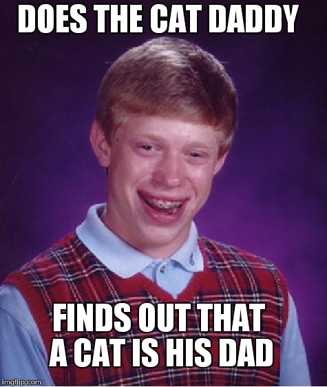 Bad Luck Brian Meme | DOES THE CAT DADDY FINDS OUT THAT A CAT IS HIS DAD | image tagged in memes,bad luck brian | made w/ Imgflip meme maker