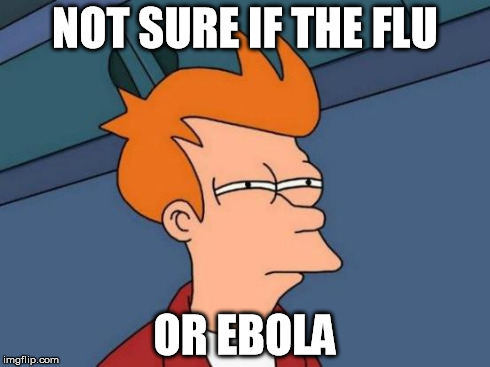 Futurama Fry Meme | NOT SURE IF THE FLU OR EBOLA | image tagged in memes,futurama fry | made w/ Imgflip meme maker