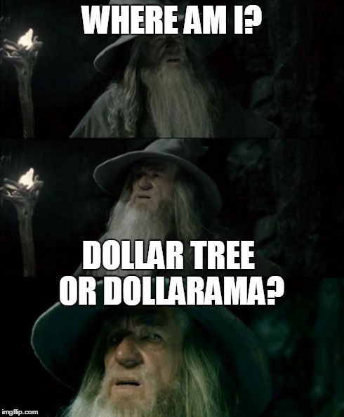 Confused Gandalf | WHERE AM I? DOLLAR TREE OR DOLLARAMA? | image tagged in memes,confused gandalf | made w/ Imgflip meme maker