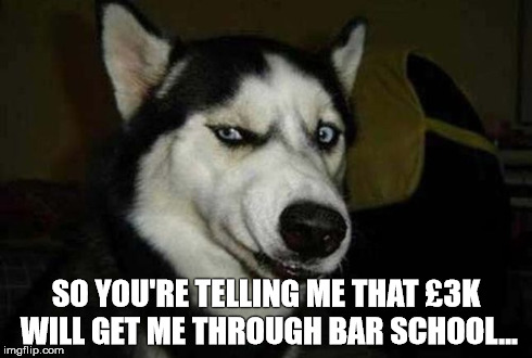 SO YOU'RE TELLING ME THAT Â£3K WILL GET ME THROUGH BAR SCHOOL... | made w/ Imgflip meme maker