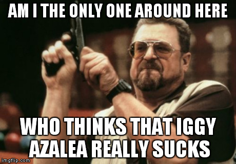 Am I The Only One Around Here | AM I THE ONLY ONE AROUND HERE WHO THINKS THAT IGGY AZALEA REALLY SUCKS | image tagged in memes,am i the only one around here | made w/ Imgflip meme maker