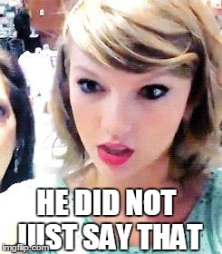 Taylor Swift Glare | HE DID NOT JUST SAY THAT | image tagged in taylor swift glare | made w/ Imgflip meme maker