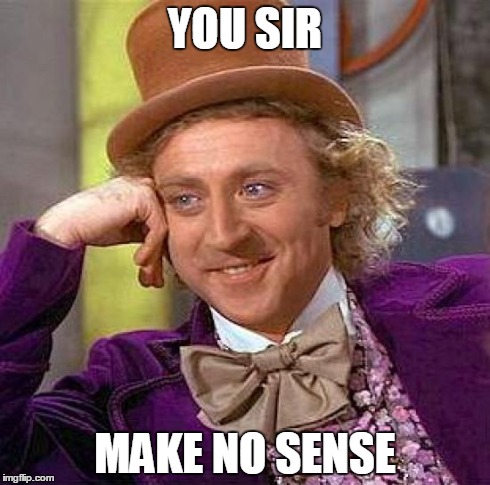 Creepy Condescending Wonka Meme | YOU SIR MAKE NO SENSE | image tagged in memes,creepy condescending wonka | made w/ Imgflip meme maker