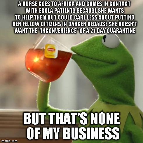 But That's None Of My Business Meme | A NURSE GOES TO AFRICA AND COMES IN CONTACT WITH EBOLA PATIENTS BECAUSE SHE WANTS TO HELP THEM BUT COULD CARE LESS ABOUT PUTTING HER FELLOW  | image tagged in memes,but thats none of my business,kermit the frog | made w/ Imgflip meme maker