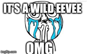 Crying Because Of Cute Meme | OMG IT'S A WILD EEVEE | image tagged in memes,crying because of cute | made w/ Imgflip meme maker