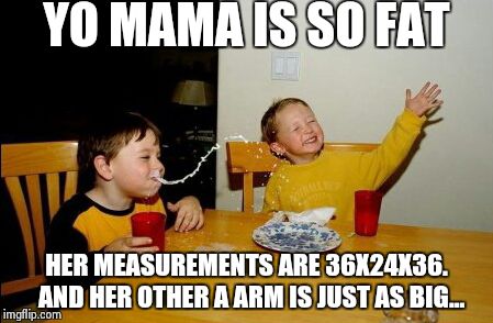 Yo Mamas So Fat Meme | YO MAMA IS SO FAT HER MEASUREMENTS ARE 36X24X36.
 AND HER OTHER A ARM IS JUST AS BIG... | image tagged in memes,yo mamas so fat | made w/ Imgflip meme maker