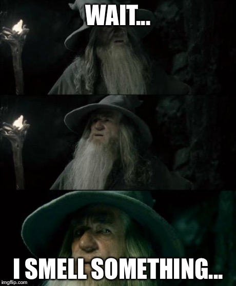 Confused Gandalf | WAIT... I SMELL SOMETHING... | image tagged in memes,confused gandalf | made w/ Imgflip meme maker