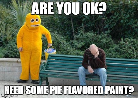 ARE YOU OK? NEED SOME PIE FLAVORED PAINT? | image tagged in funnys | made w/ Imgflip meme maker