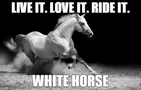 LIVE IT. LOVE IT. RIDE IT. WHITE HORSE | made w/ Imgflip meme maker