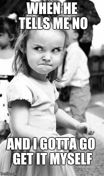 Angry Toddler | WHEN HE TELLS ME NO AND I GOTTA GO GET IT MYSELF | image tagged in memes,angry toddler | made w/ Imgflip meme maker