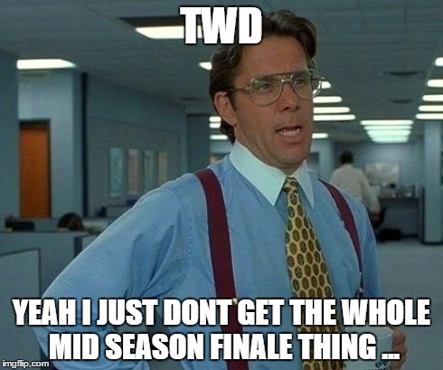 That Would Be Great | TWD YEAH I JUST DONT GET THE WHOLE MID SEASON FINALE THING ... | image tagged in memes,that would be great | made w/ Imgflip meme maker