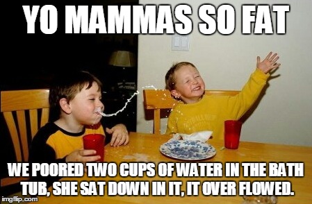 Yo Mamas So Fat Meme | YO MAMMAS SO FAT WE POORED TWO CUPS OF WATER IN THE BATH TUB, SHE SAT DOWN IN IT, IT OVER FLOWED. | image tagged in memes,yo mamas so fat | made w/ Imgflip meme maker