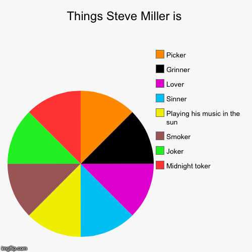 image tagged in funny,pie charts,steve miller | made w/ Imgflip chart maker