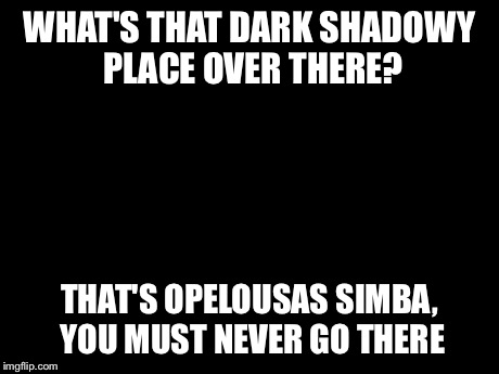Lion King | WHAT'S THAT DARK SHADOWY PLACE OVER THERE? THAT'S OPELOUSAS SIMBA, YOU MUST NEVER GO THERE | image tagged in memes,lion king | made w/ Imgflip meme maker
