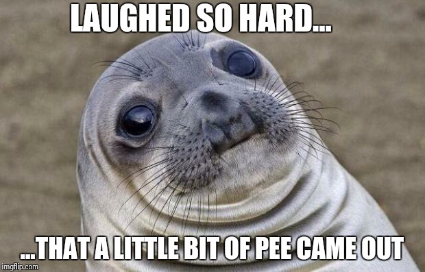 Awkward Moment Sealion | LAUGHED SO HARD... ...THAT A LITTLE BIT OF PEE CAME OUT | image tagged in memes,awkward moment sealion | made w/ Imgflip meme maker