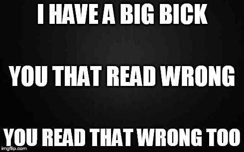 Blank | I HAVE A BIG BICK YOU READ THAT WRONG TOO YOU THAT READ WRONG | image tagged in blank | made w/ Imgflip meme maker