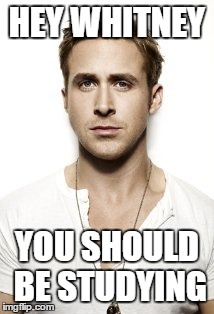 Ryan Gosling Meme | HEY WHITNEY YOU SHOULD BE STUDYING | image tagged in memes,ryan gosling | made w/ Imgflip meme maker