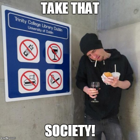 Mildly Rebellious Man | TAKE THAT SOCIETY! | image tagged in mildly rebellious man,memes,funny | made w/ Imgflip meme maker