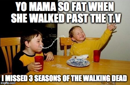 Yo Mamas So Fat Meme | YO MAMA SO FAT WHEN SHE WALKED PAST THE T.V I MISSED 3 SEASONS OF THE WALKING DEAD | image tagged in memes,yo mamas so fat | made w/ Imgflip meme maker