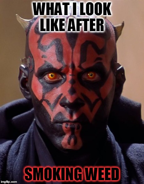 Darth Maul | WHAT I LOOK LIKE AFTER SMOKING WEED | image tagged in memes,darth maul | made w/ Imgflip meme maker