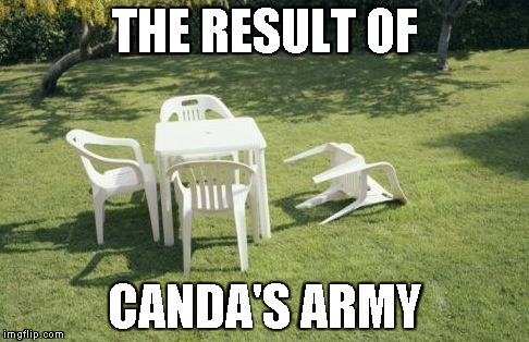 Canada's army... | THE RESULT OF CANDA'S ARMY | image tagged in memes,we will rebuild | made w/ Imgflip meme maker