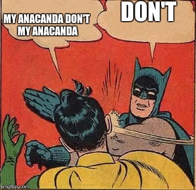 Batman Slapping Robin | DON'T MY ANACANDA DON'T MY ANACANDA | image tagged in memes,batman slapping robin | made w/ Imgflip meme maker