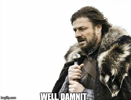 Brace Yourselves X is Coming | WELL, DAMNIT | image tagged in memes,brace yourselves x is coming | made w/ Imgflip meme maker