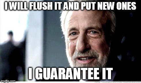 I Guarantee It Meme | I WILL FLUSH IT AND PUT NEW ONES I GUARANTEE IT | image tagged in memes,i guarantee it | made w/ Imgflip meme maker