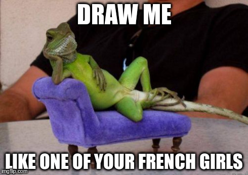 Sassy Iguana Meme | DRAW ME LIKE ONE OF YOUR FRENCH GIRLS | image tagged in memes,sassy iguana | made w/ Imgflip meme maker