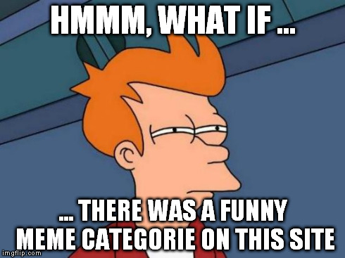 Futurama Fry | HMMM, WHAT IF ... ... THERE WAS A FUNNY MEME CATEGORIE ON THIS SITE | image tagged in memes,futurama fry | made w/ Imgflip meme maker