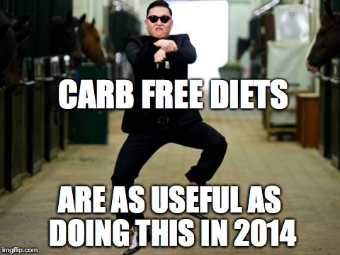 Psy Horse Dance Meme | CARB FREE DIETS ARE AS USEFUL AS DOING THIS IN 2014 | image tagged in memes,psy horse dance,psy,funny,funny memes | made w/ Imgflip meme maker