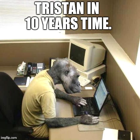 Monkey Business | TRISTAN IN 10 YEARS TIME. | image tagged in memes,monkey business | made w/ Imgflip meme maker